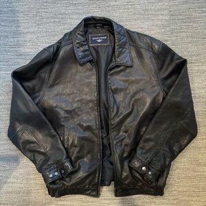 Dockers Black Leather Bomber Jacket